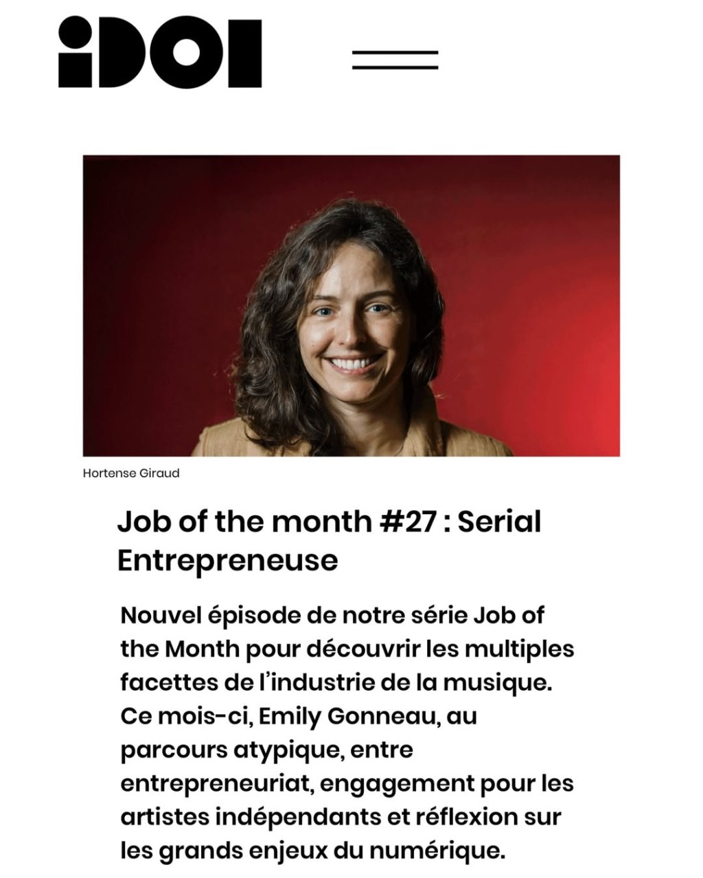 Emily était l’invitée de la série « Job of the month » de Idol.io&nbsp;!